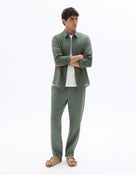 Straight Fit 100% Linen Trousers - Light Green
