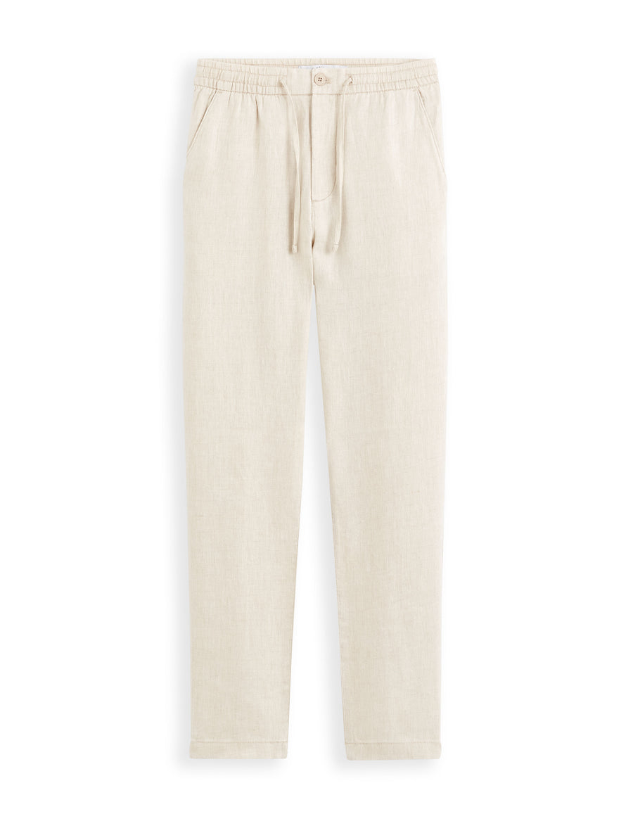Straight Fit 100% Linen Trousers - Natural