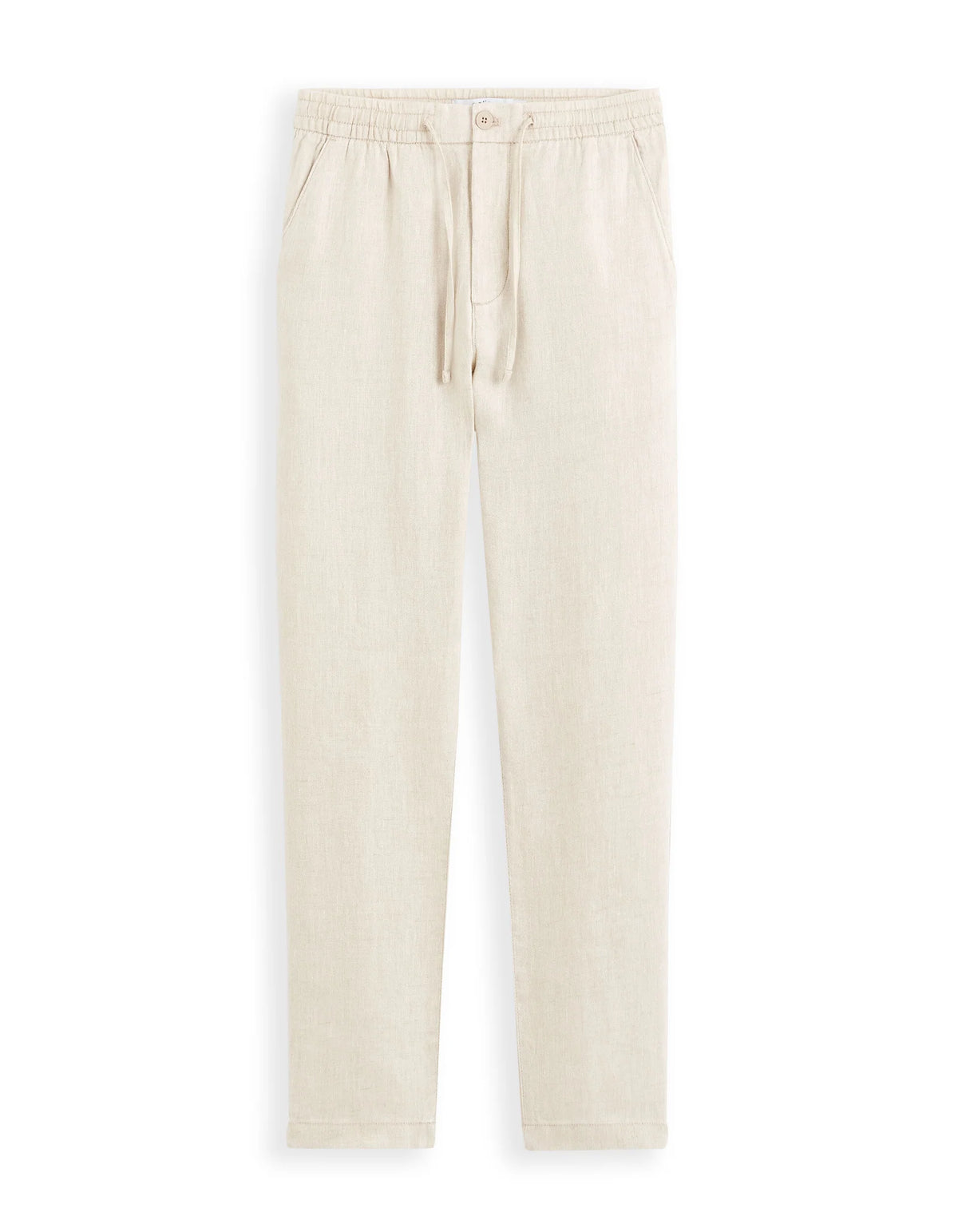 Straight Fit 100% Linen Solid Trousers - White