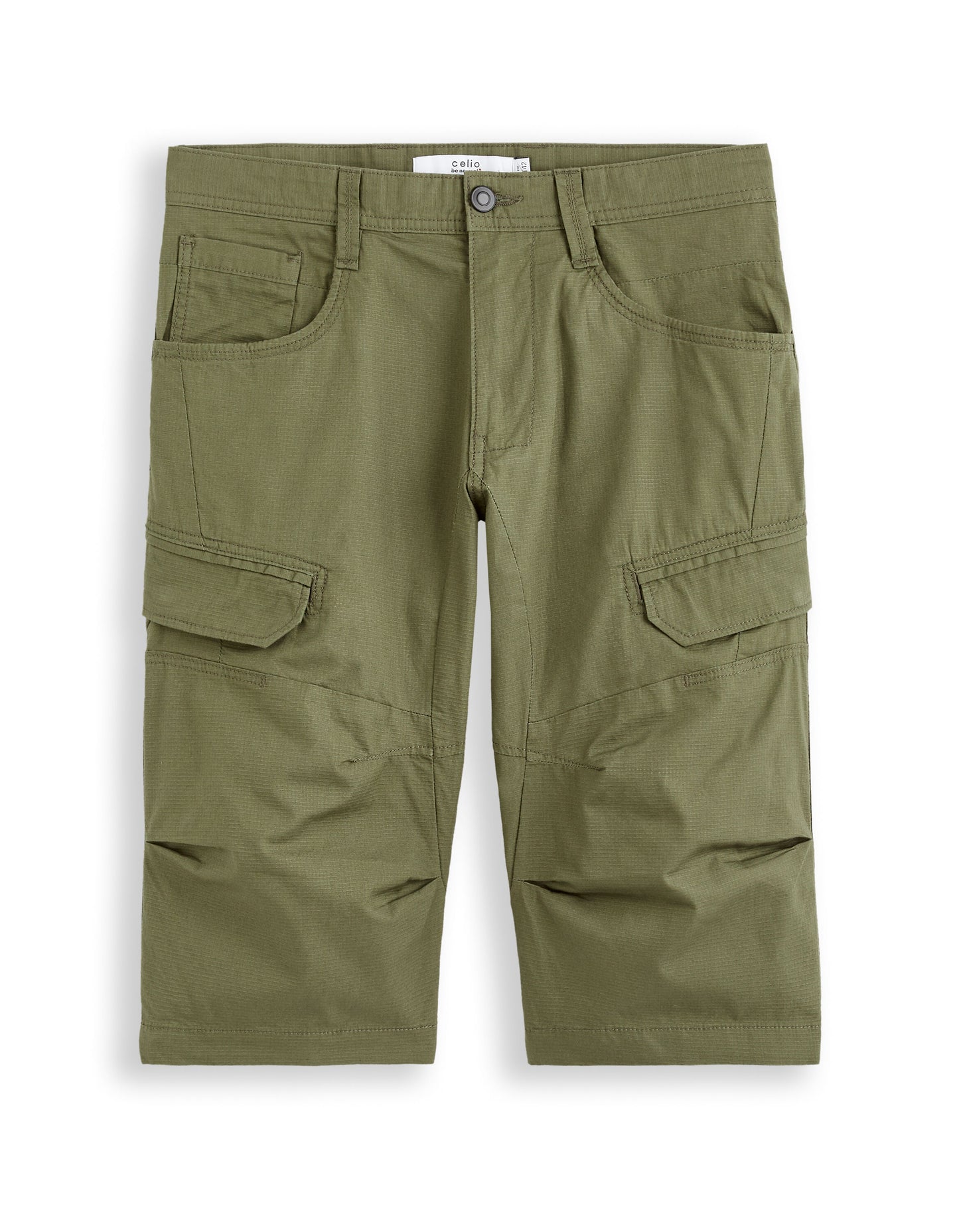 Regular Fit 100% Cotton Cargo Trousers - Olive Green