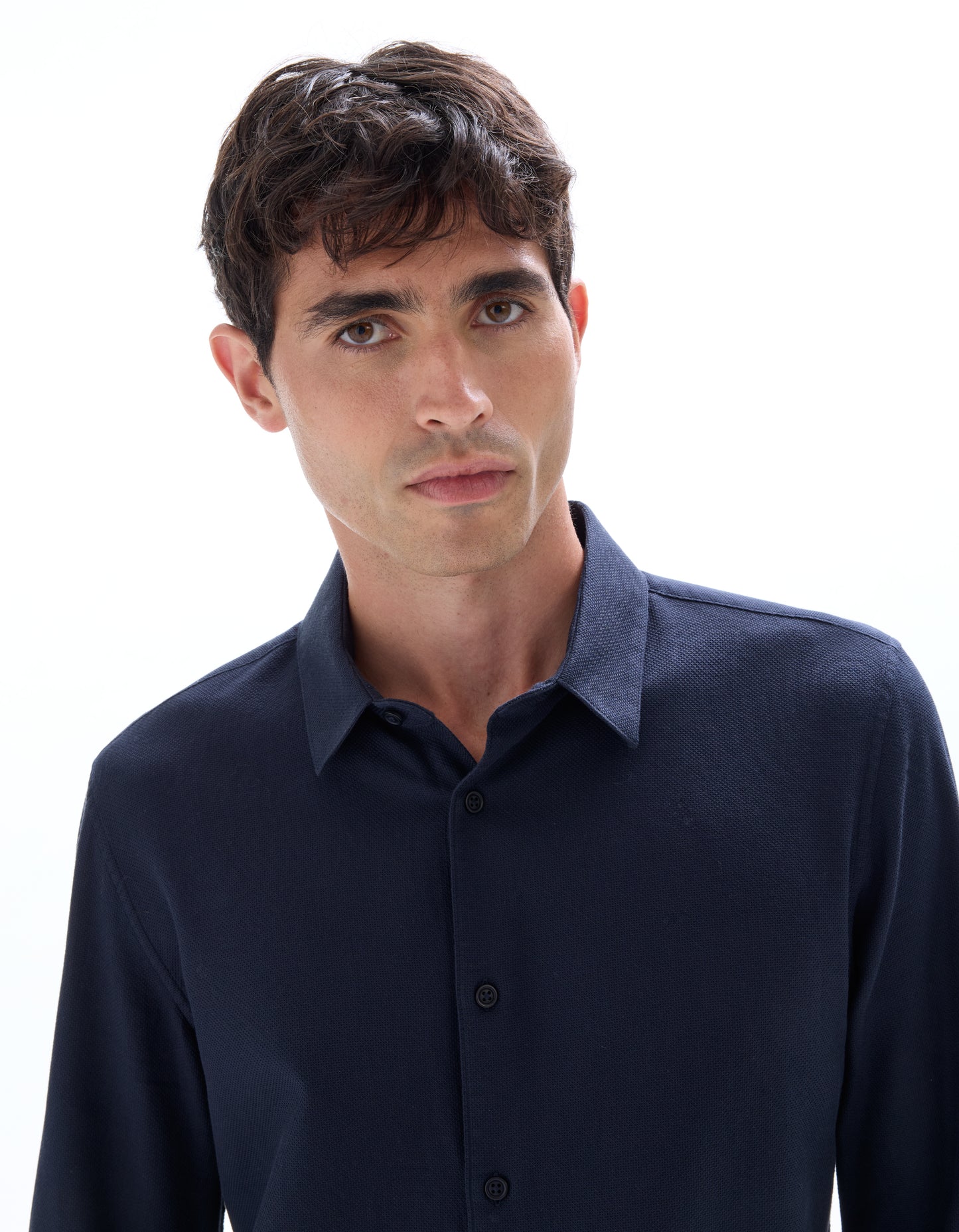 Celio* Regular Fit Solid Navy Blue Men Cotton Shirts