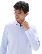 Regular Fit 100% Cotton Spread Collar Formal Shirt - Blue
