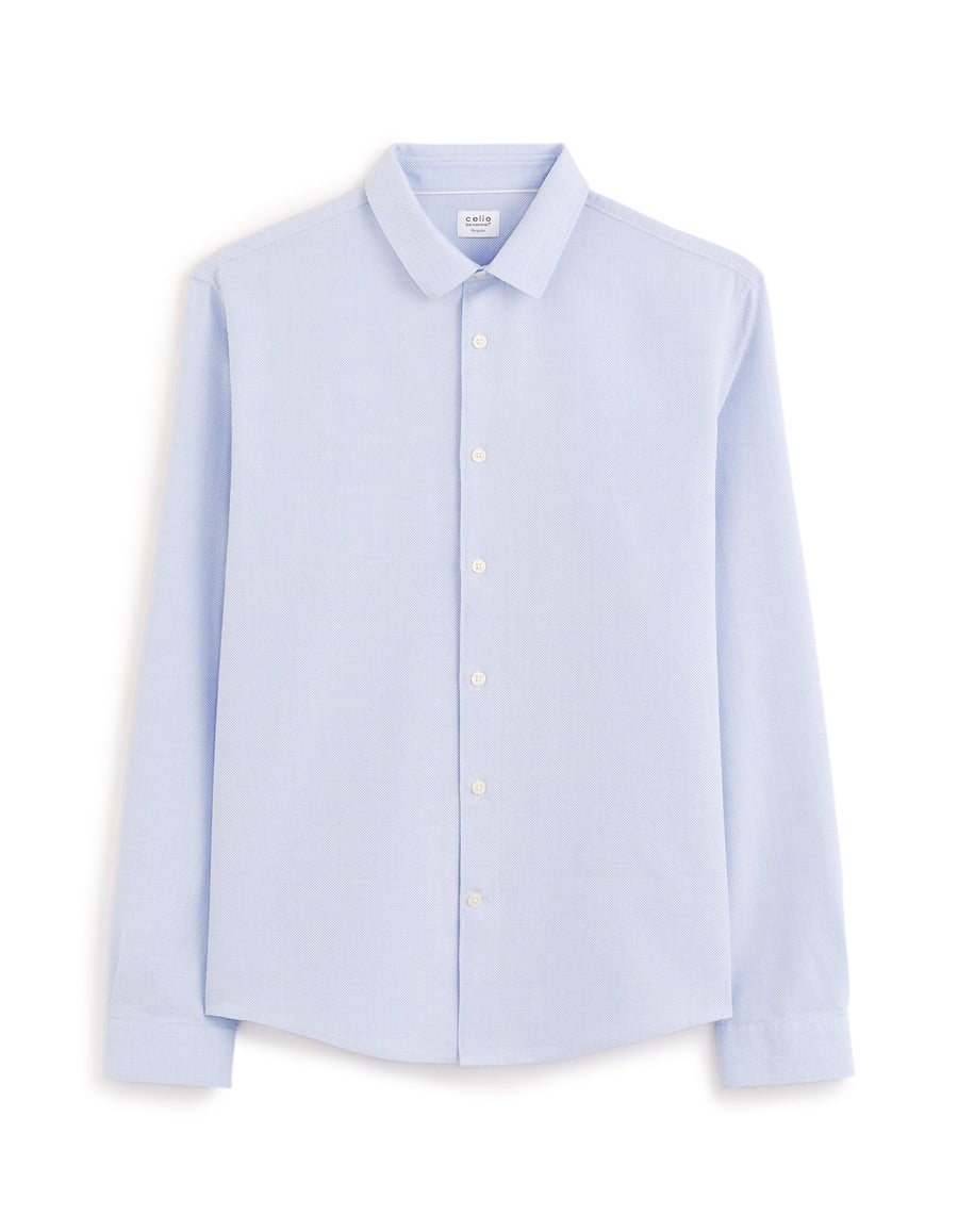 Regular Fit 100% Cotton Spread Collar Formal Shirt - Blue