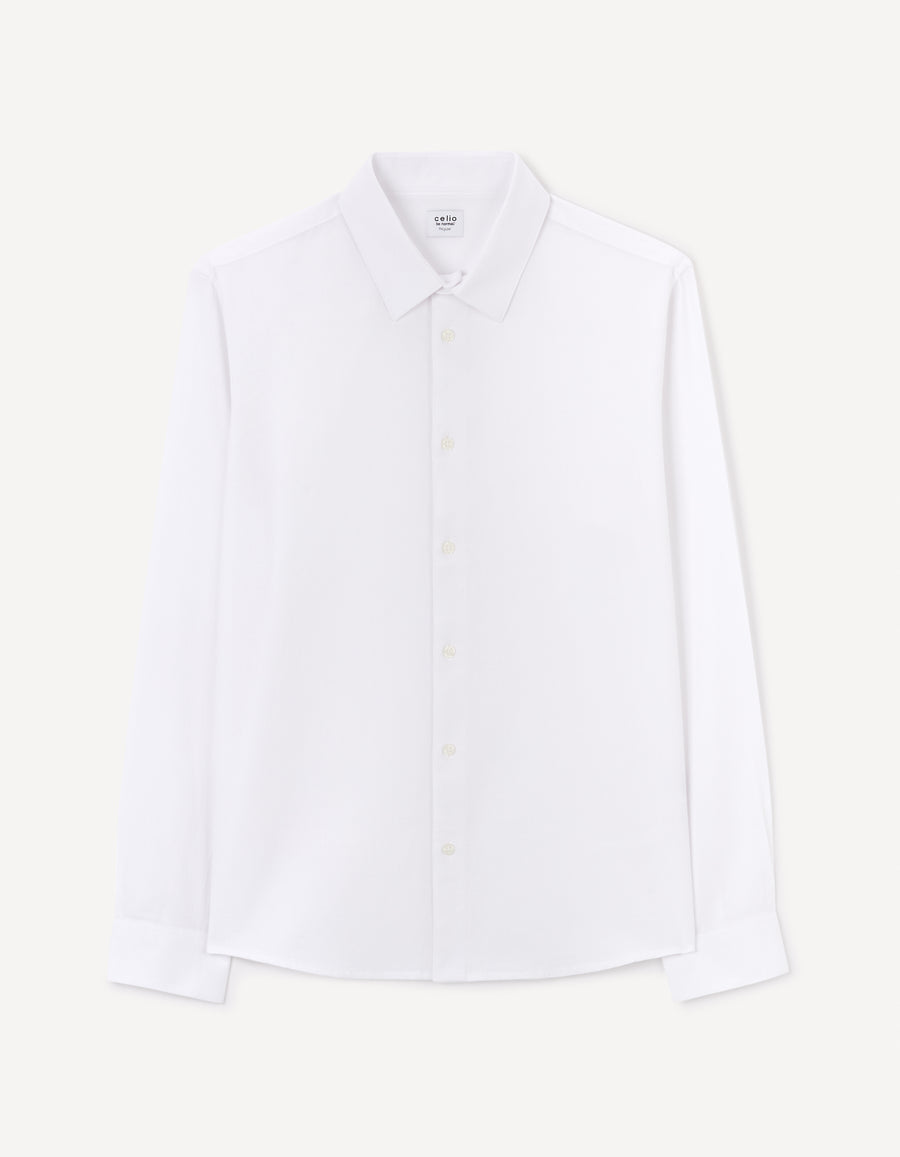 Regular Fit 100% Cotton Spread Collar Shirt - White