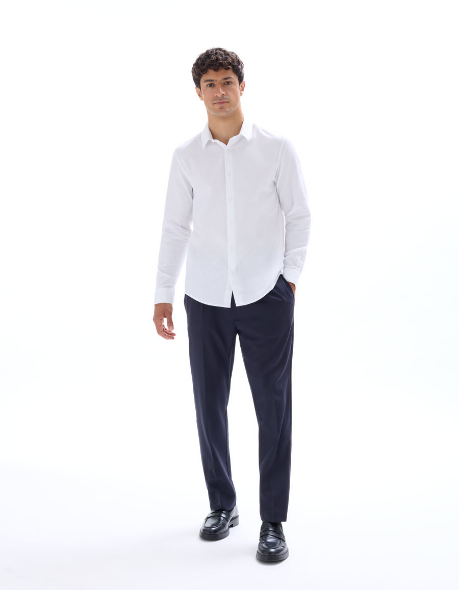 Regular Fit 100% Cotton Spread Collar Shirt - White