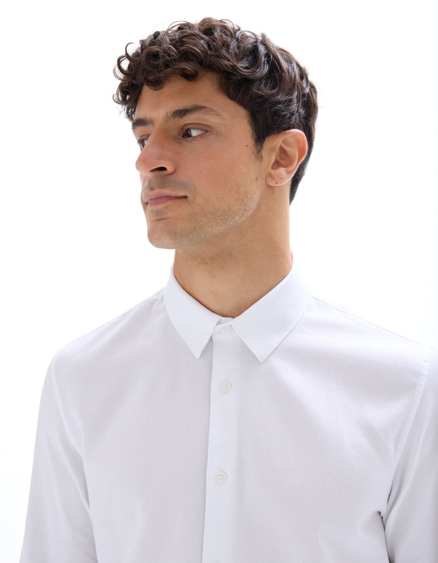 Regular Fit 100% Cotton Spread Collar Shirt - White