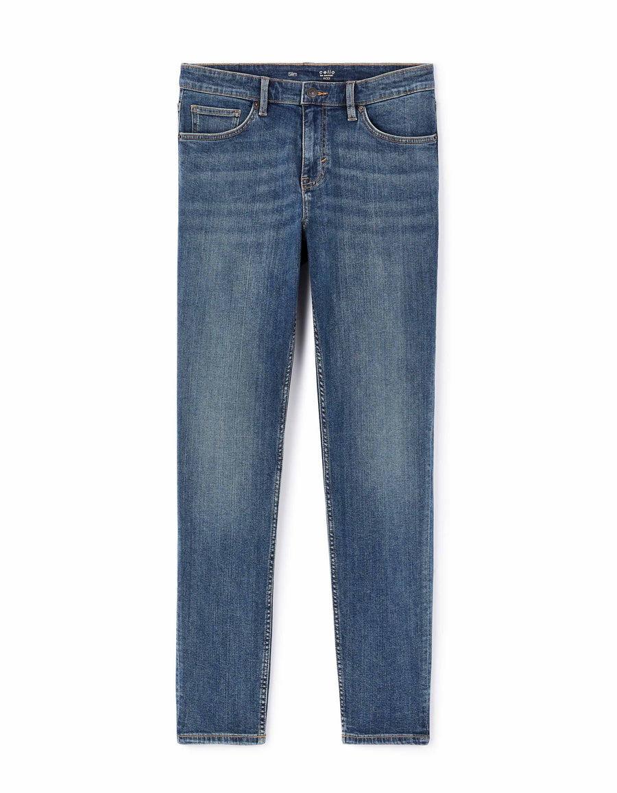 Slim Fit 100% Cotton Jeans - Blue