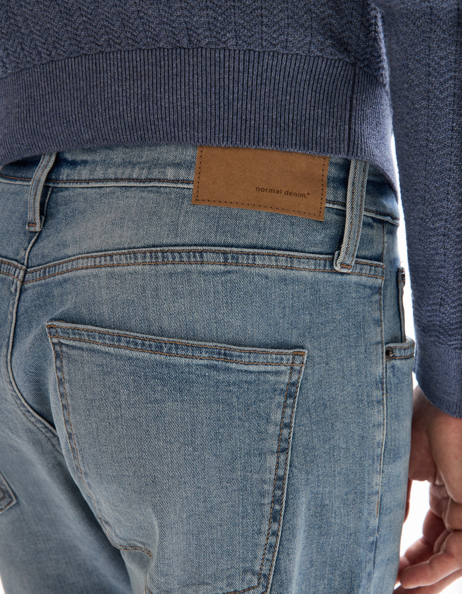 Slim Fit Stretch Cotton Jeans - Light Blue