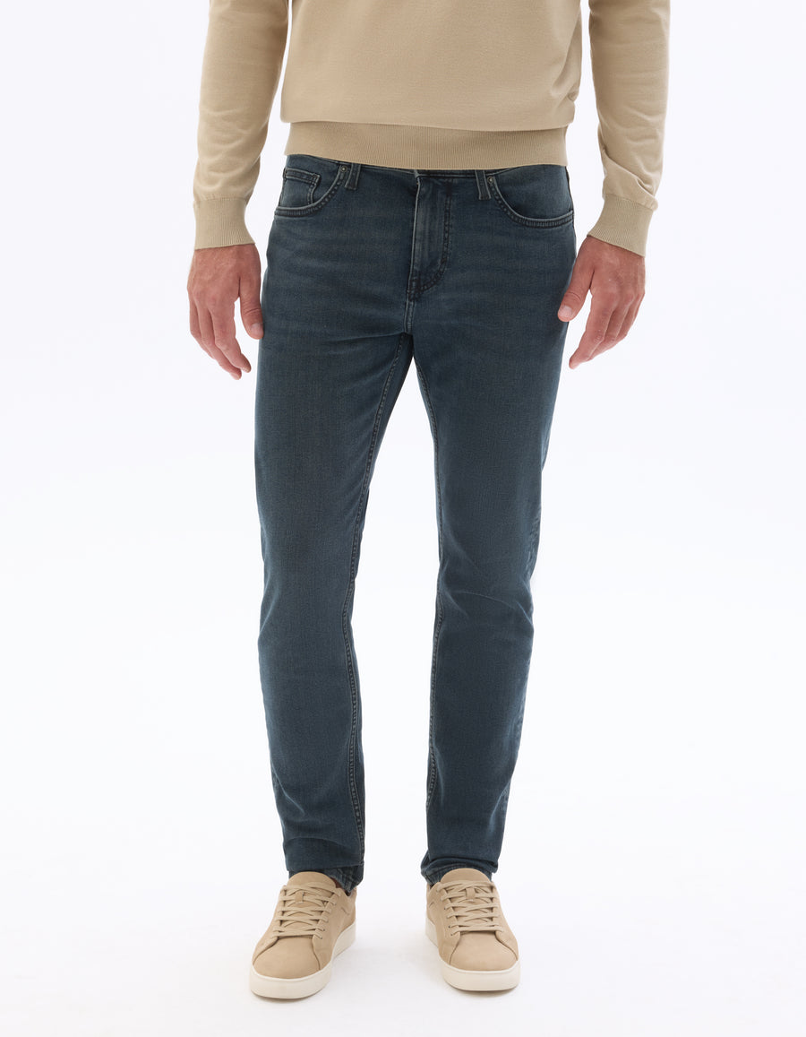 Slim Fit 100% Cotton Solid Jeans - Navy Blue