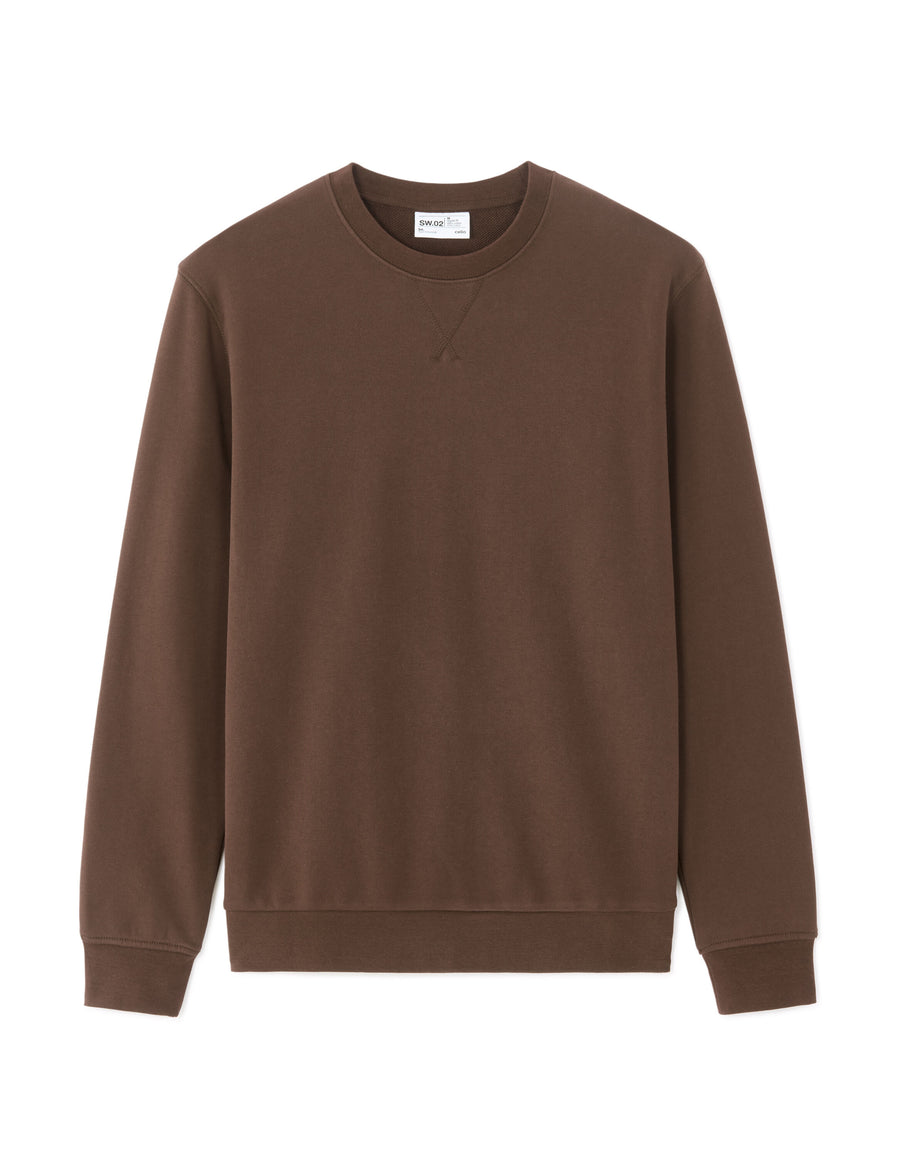 Regular Fit 100% Cotton Round Neck Sweatshirt - Brown