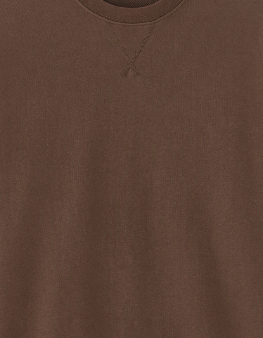 Regular Fit 100% Cotton Round Neck Sweatshirt - Brown