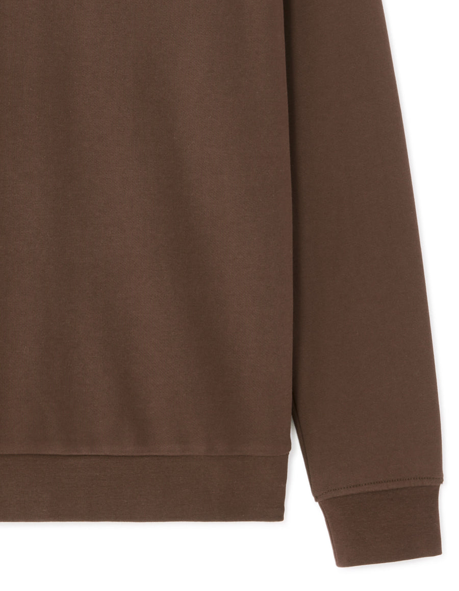 Regular Fit 100% Cotton Round Neck Sweatshirt - Brown