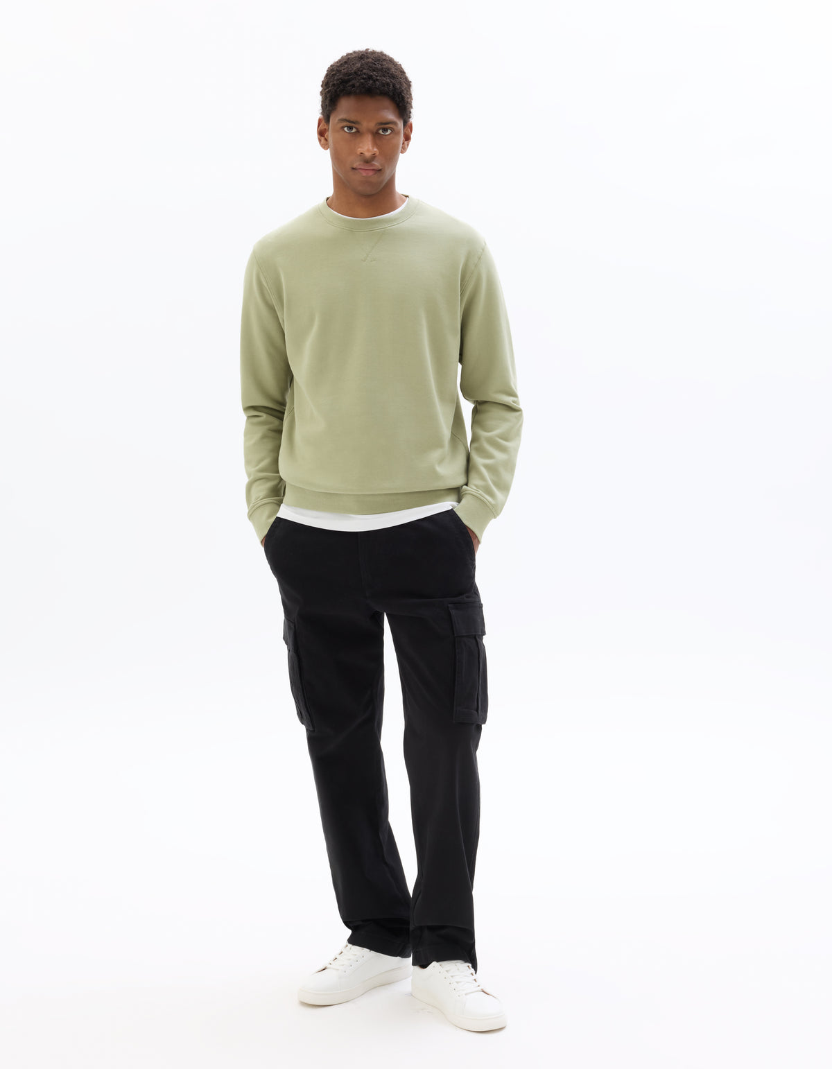 Regular Fit 100% Cotton Round Neck Sweatshirt - Green
