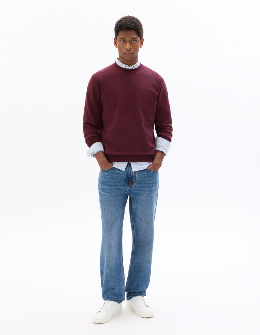 Regular Fit 100% Cotton Round Neck Sweatshirt - Red