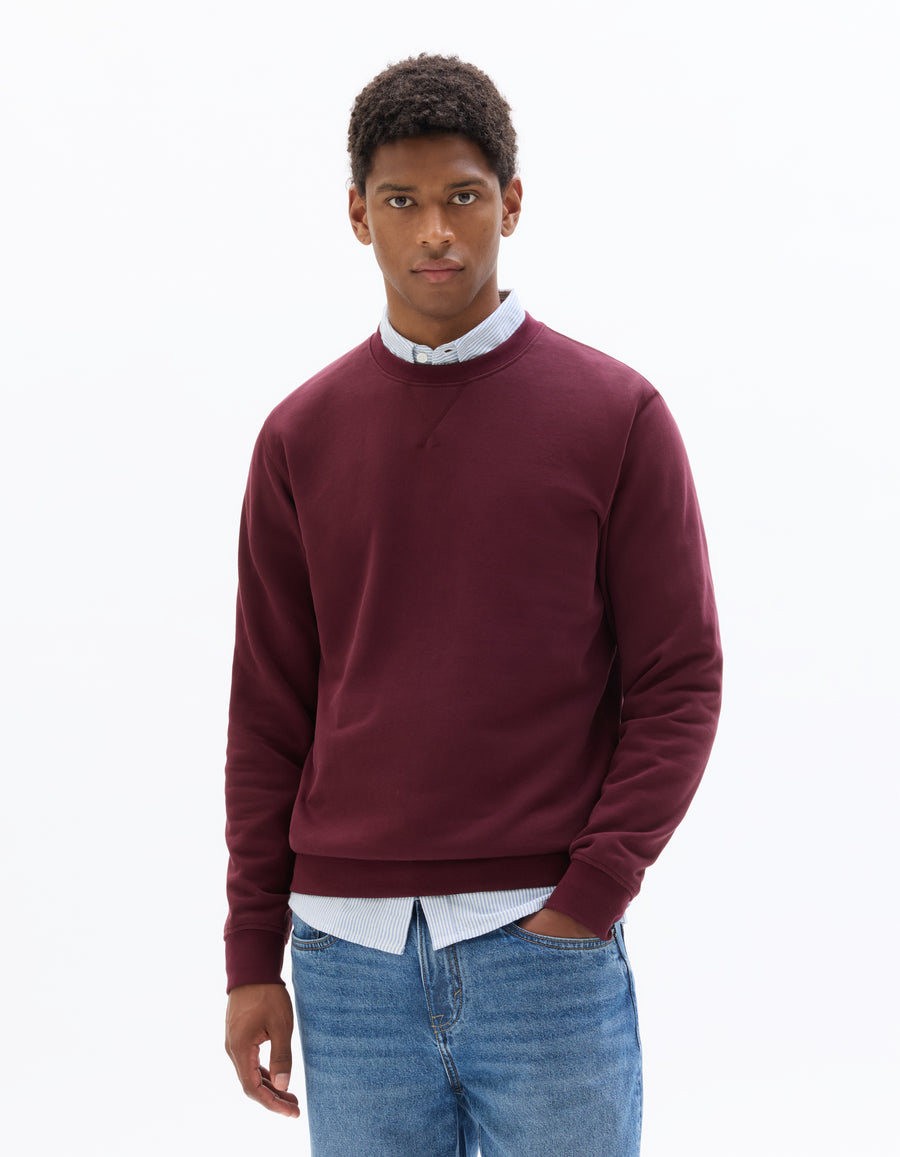 Regular Fit 100% Cotton Round Neck Sweatshirt - Red
