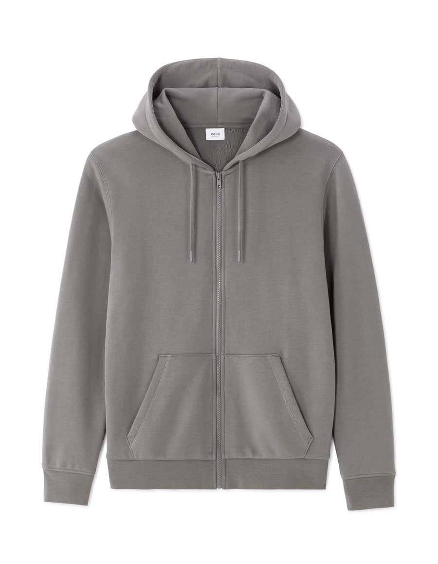 Regular Fit 100% Cotton Solid Hooded Sweatshirt - Grey