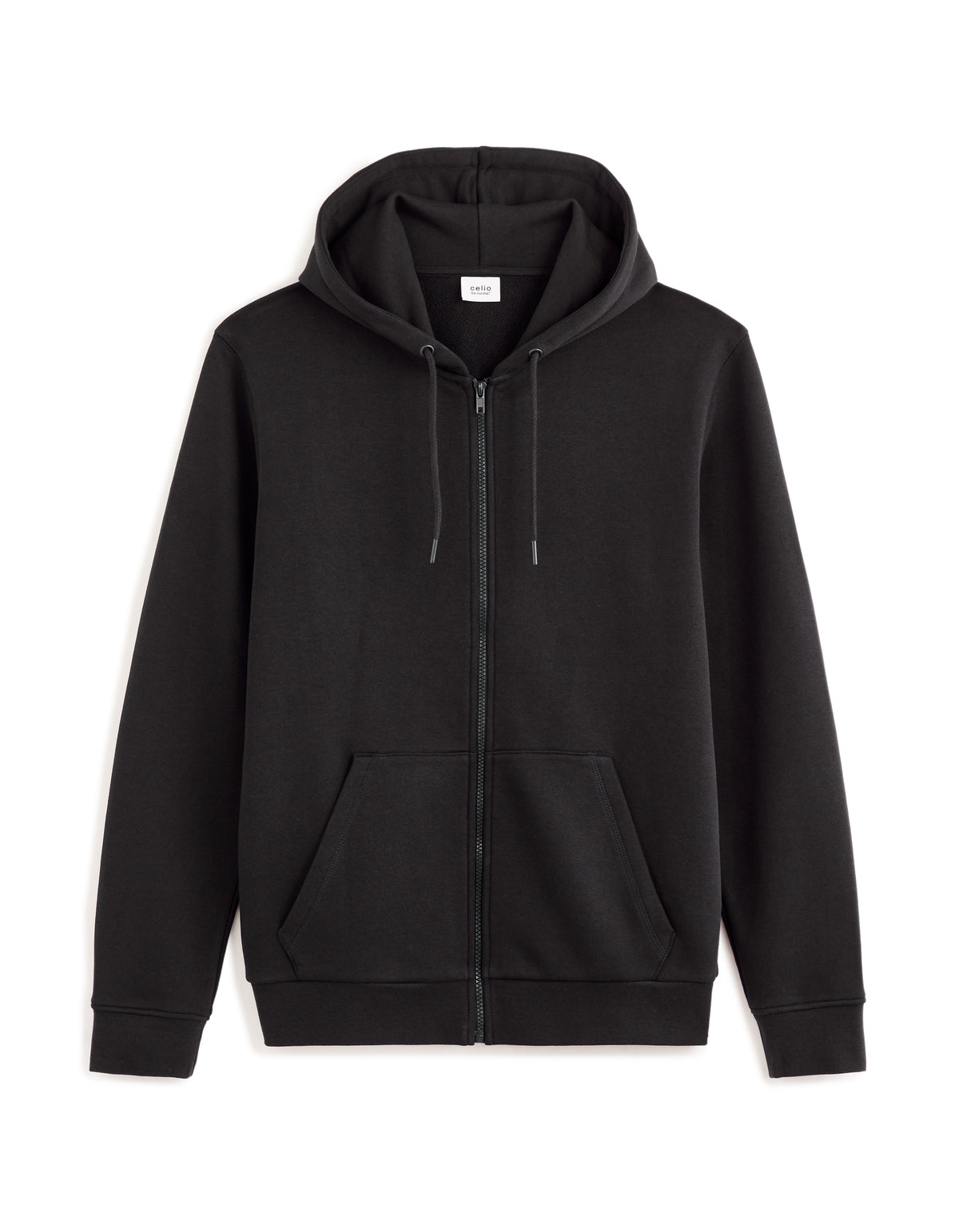 Regular Fit 100% Cotton Solid Hooded Sweatshirts - Black