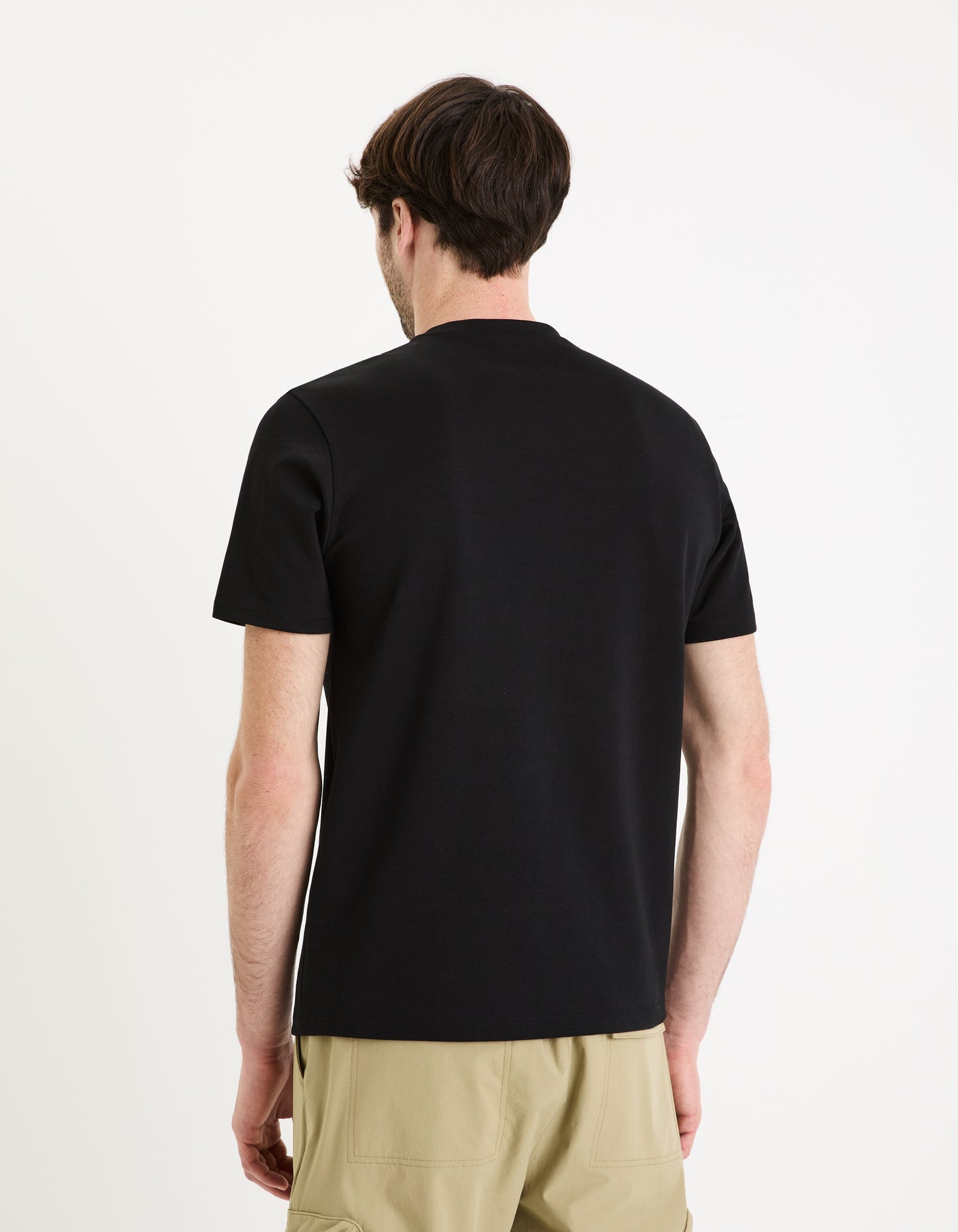 Celio* Solid Regular Fit Cotton Black T-Shirt