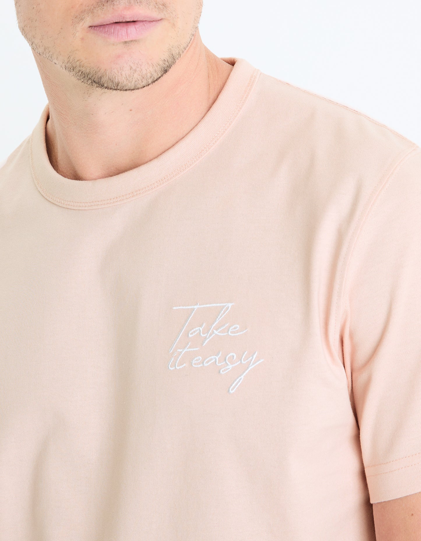 Celio* Printed Regular Fit Cotton Pink T-Shirt