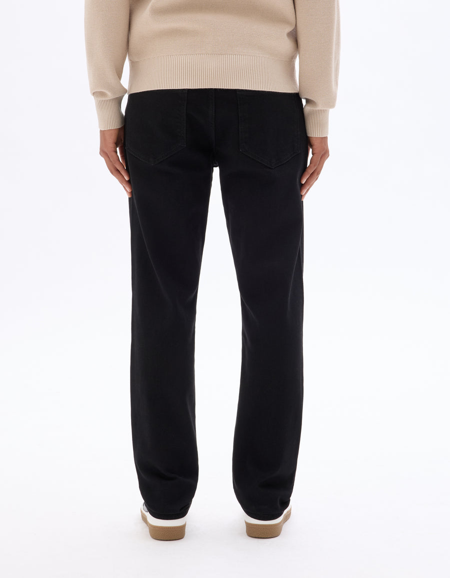 Straight Fit Stretch Cotton Jeans - Black