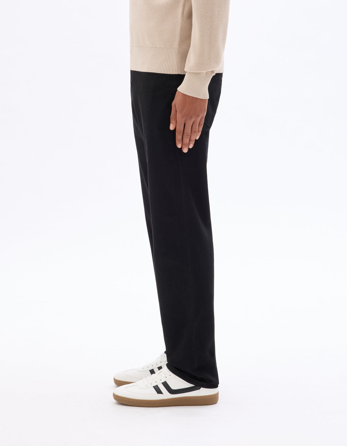 Straight Fit Stretch Cotton Jeans - Black