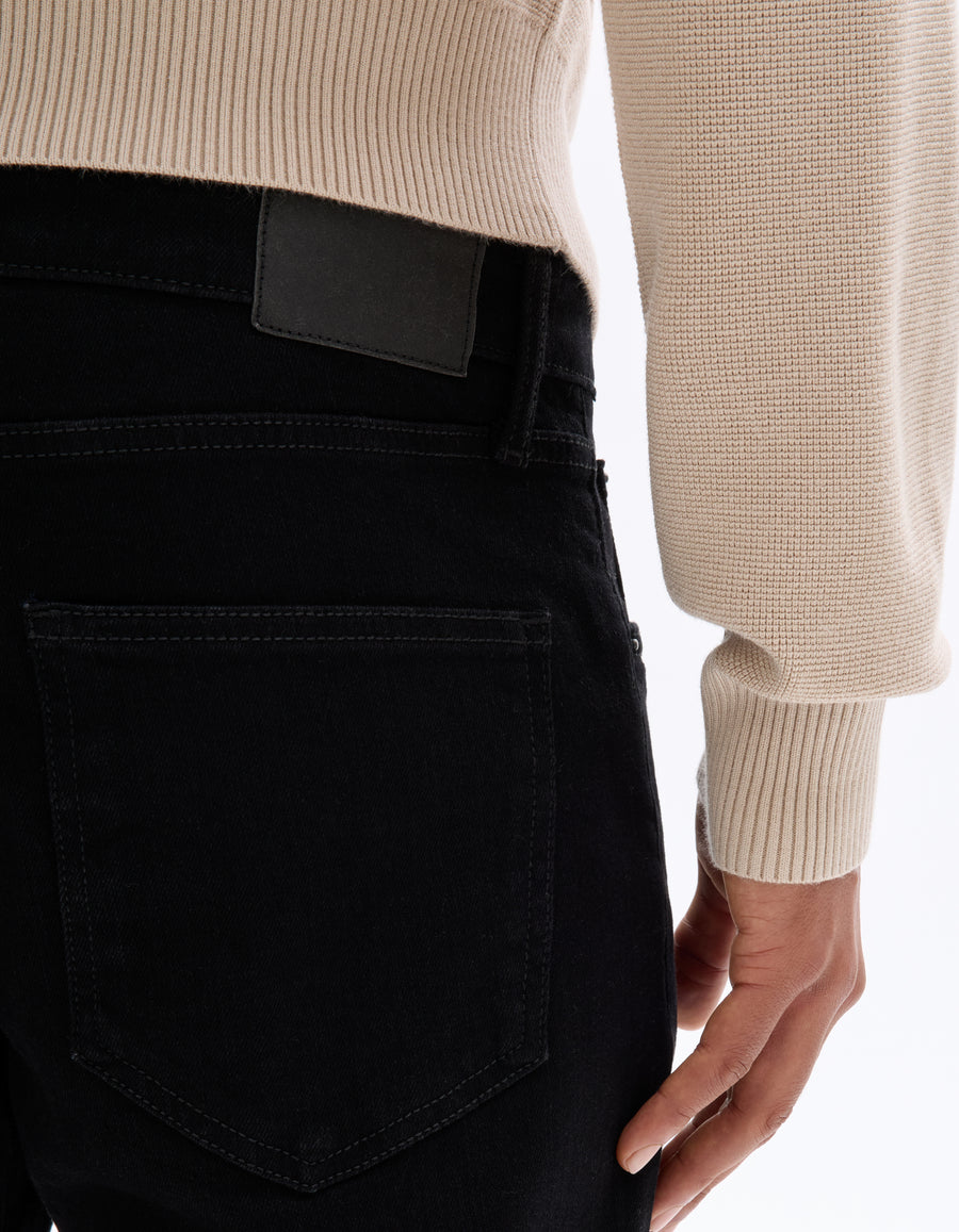 Straight Fit Stretch Cotton Jeans - Black