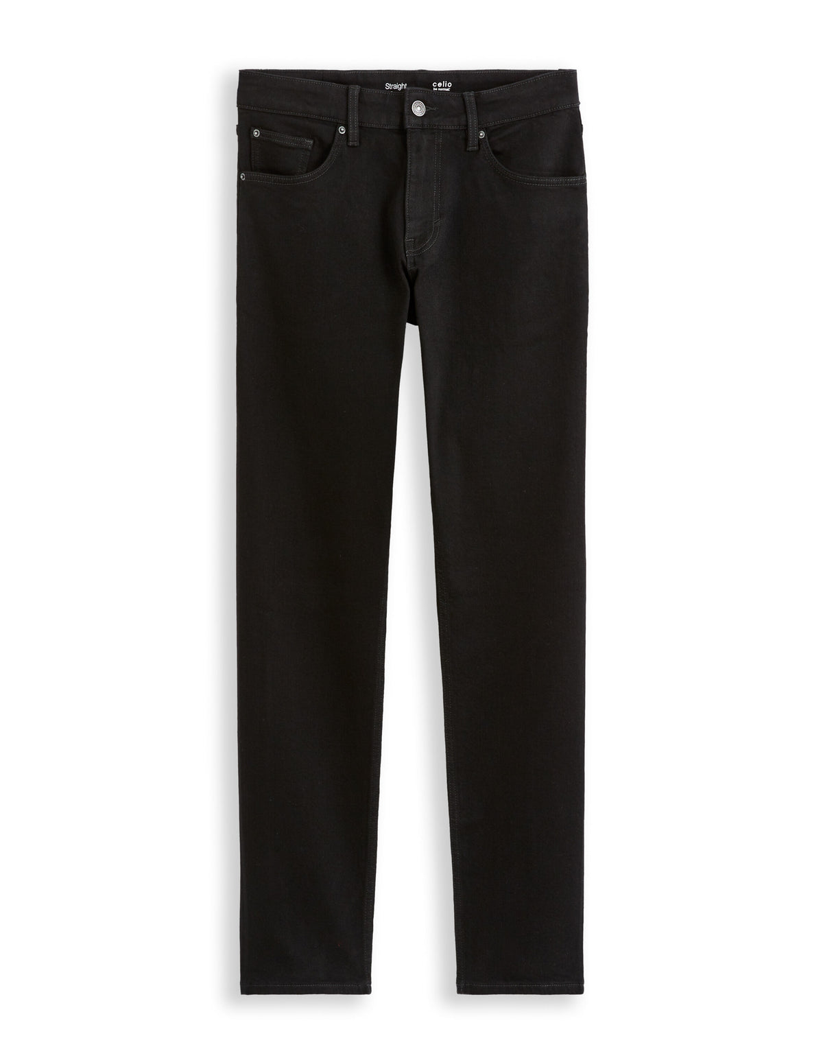 Straight Fit Stretch Cotton Jeans - Black