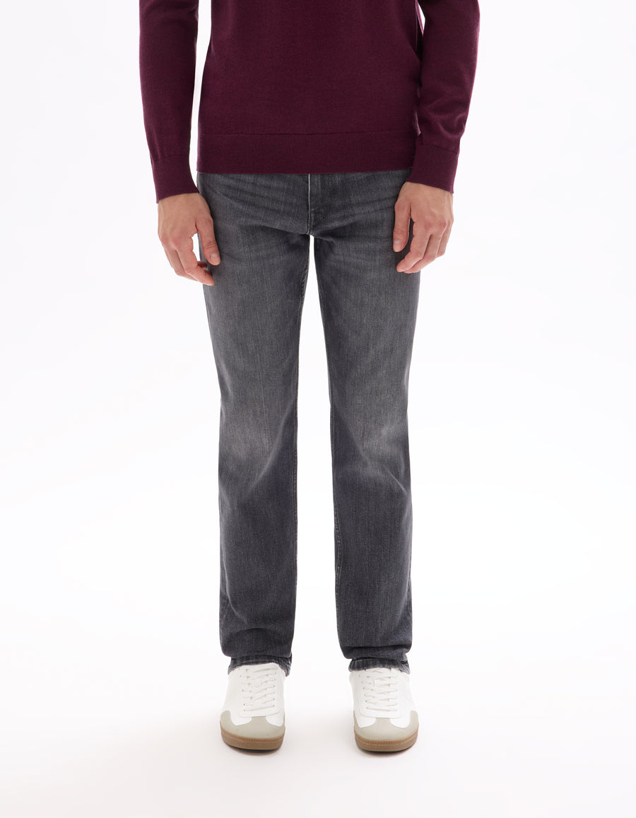 Straight Fit Polyester Jeans - Grey