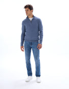 Straight Fit Polyester Jeans - Blue