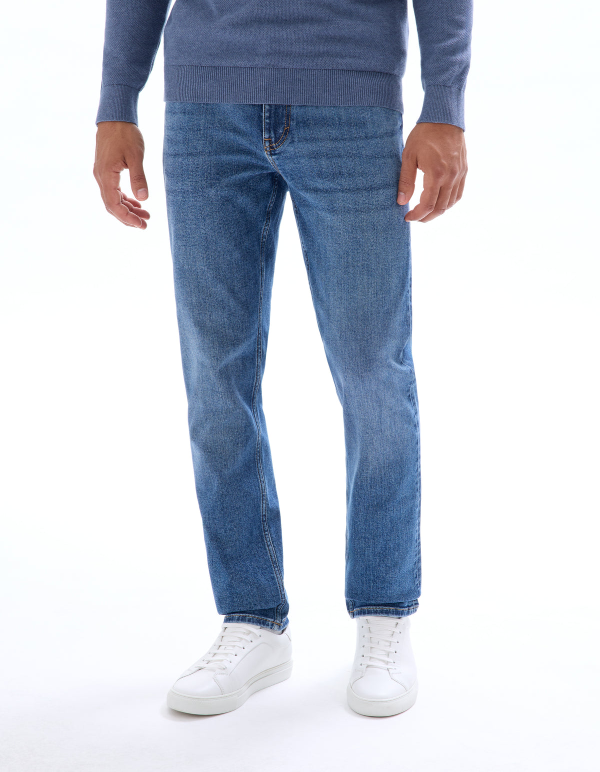 Straight Fit Polyester Jeans - Blue