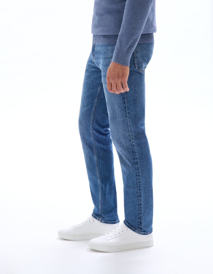 Straight Fit Polyester Jeans - Blue