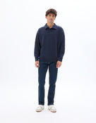Straight Fit Stretch Cotton Jeans - Navy Blue