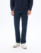 Straight Fit Stretch Cotton Jeans - Navy Blue