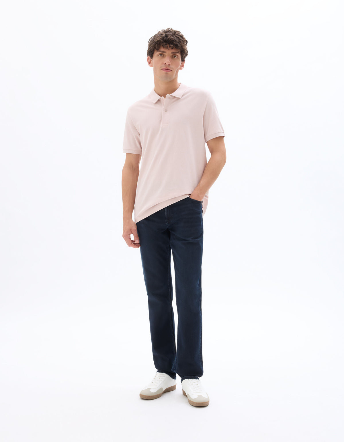 Straight Fit Stretch Cotton Jeans - Navy Blue