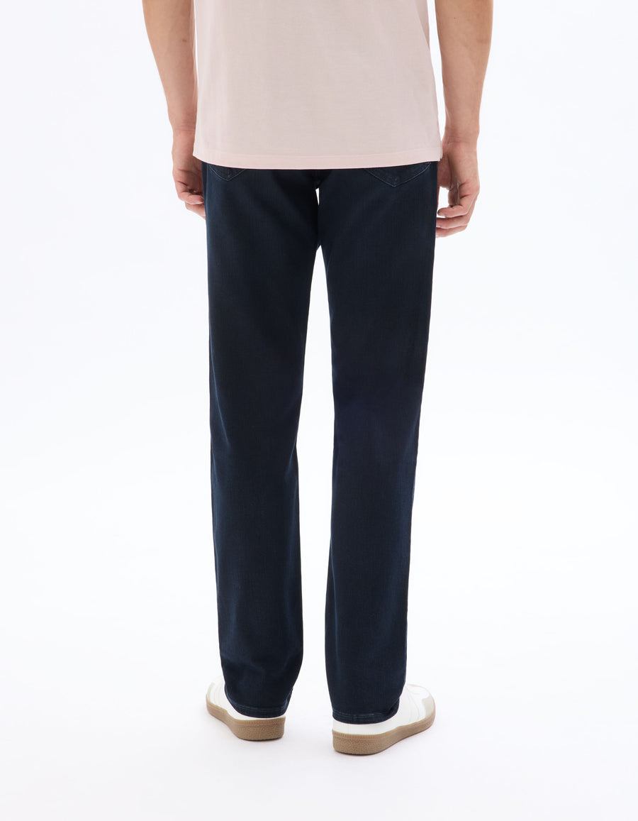 Straight Fit Stretch Cotton Jeans - Navy Blue