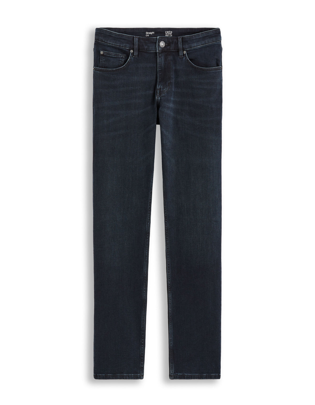Straight Fit Stretch Cotton Jeans - Navy Blue