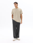 Regular Fit 100% Cotton Mandarin Collar T-Shirt - Light Beige