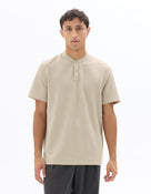 Regular Fit 100% Cotton Mandarin Collar T-Shirt - Light Beige