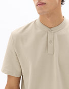 Regular Fit 100% Cotton Mandarin Collar T-Shirt - Light Beige
