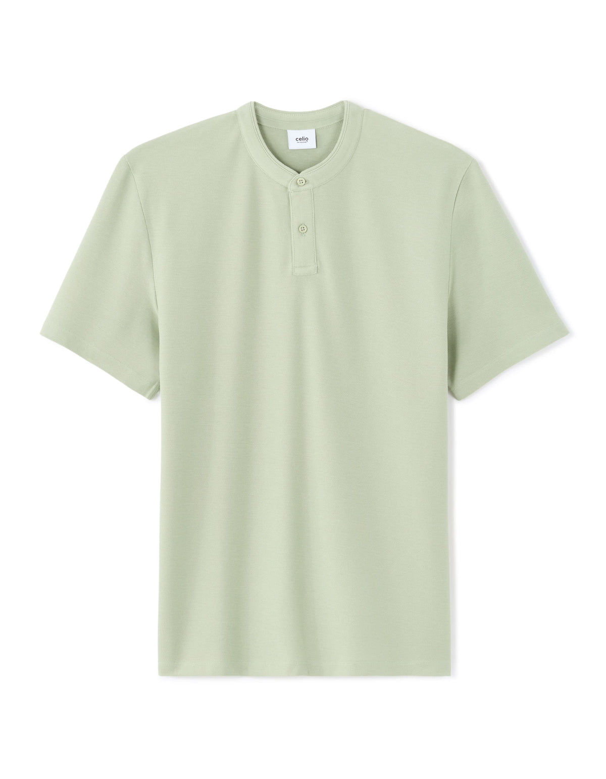 Regular Fit 100% Cotton Mandarin Collar T-Shirt - Light Green