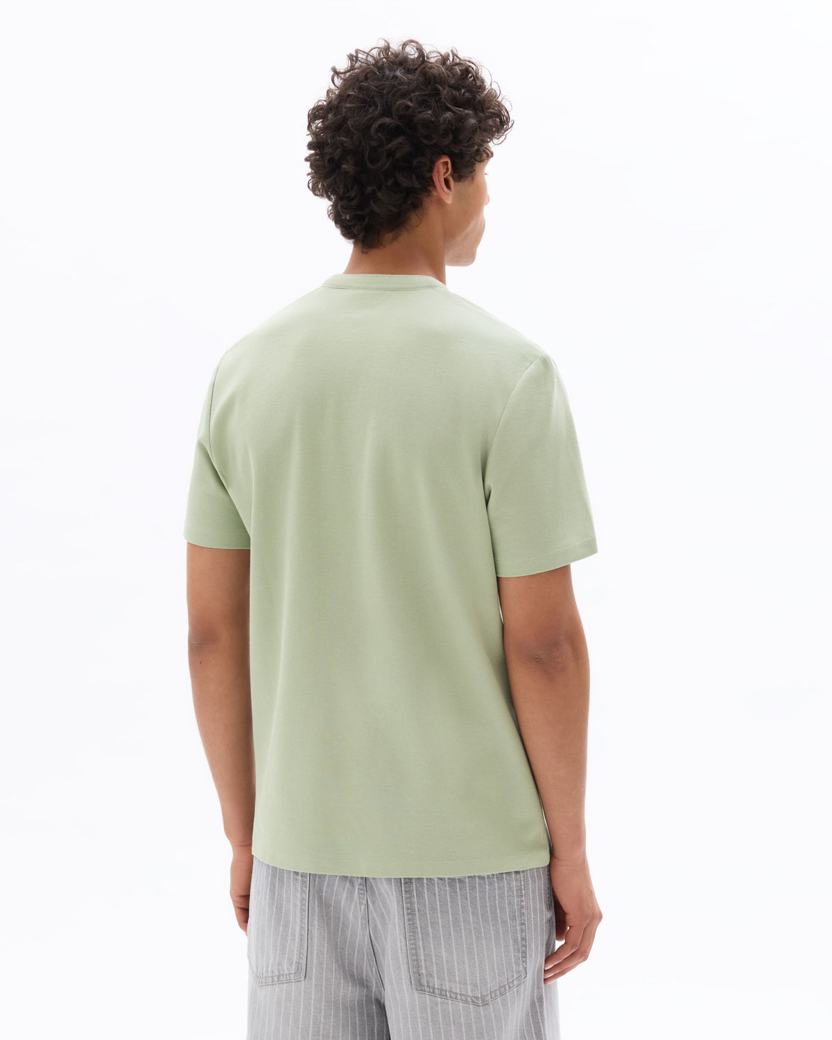Regular Fit 100% Cotton Mandarin Collar T-Shirt - Light Green