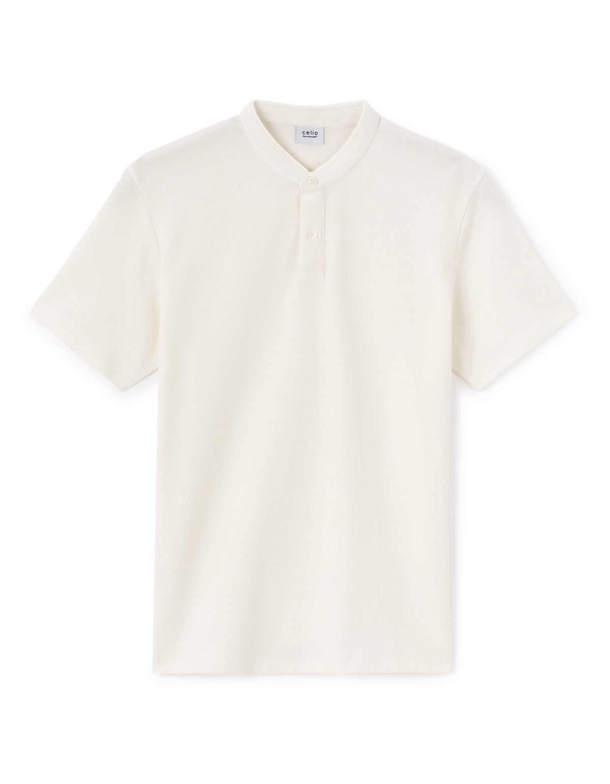 Regular Fit 100% Cotton Mandarin Collar T-Shirt - Ecru