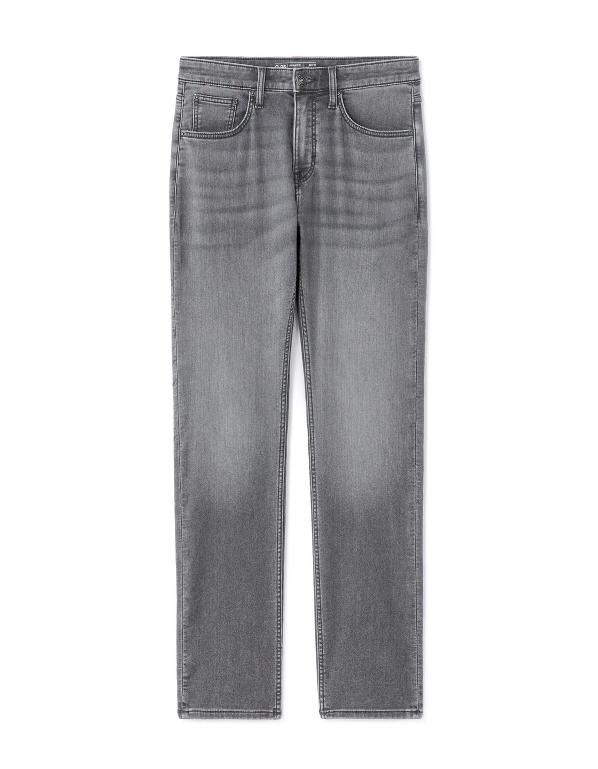 Straight Fit Cotton Blend Jeans - Grey