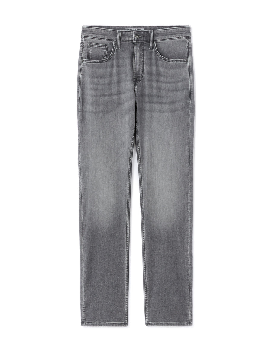 Straight Fit Cotton Blend Jeans - Grey