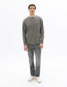 Straight Fit Cotton Blend Jeans - Grey