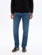 Straight Fit Stretch Cotton Jeans - Blue