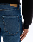 Straight Fit Stretch Cotton Jeans - Blue