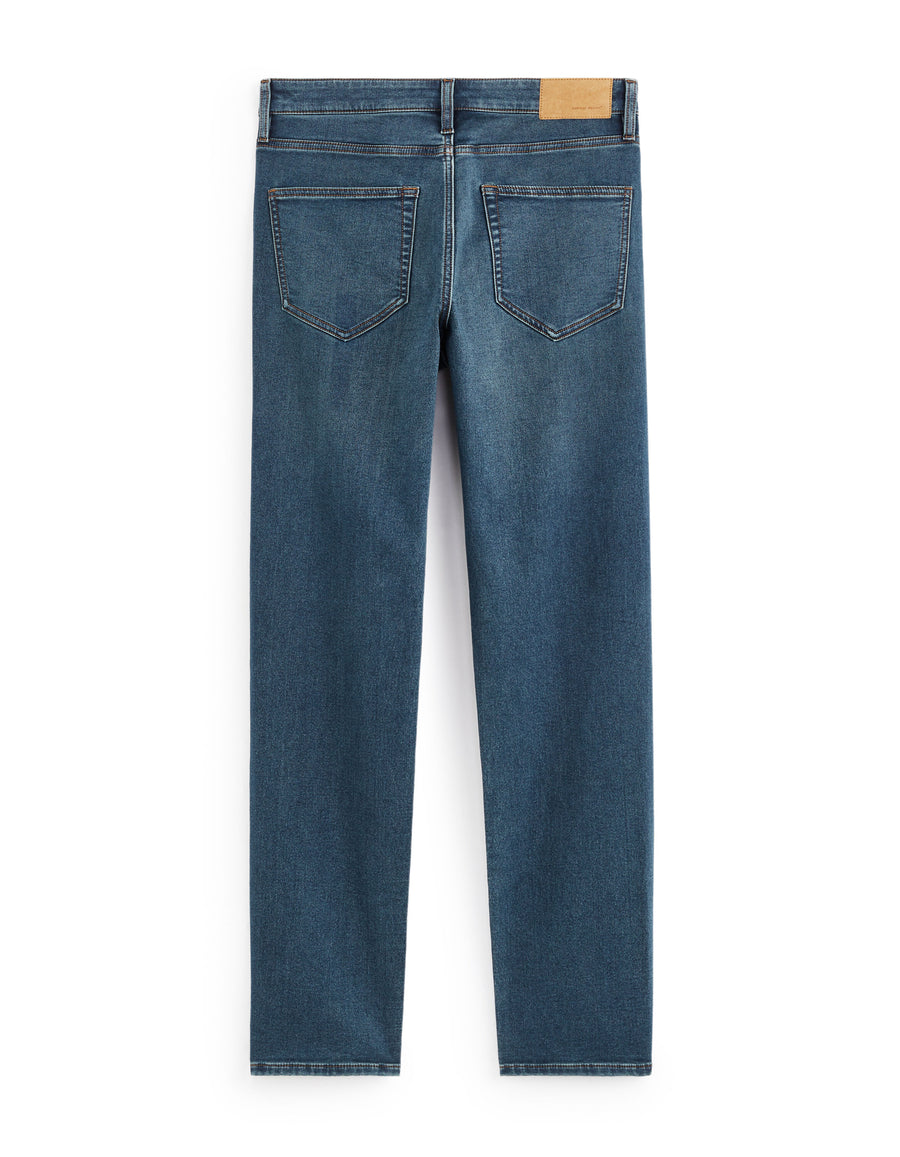 Straight Fit Stretch Cotton Jeans - Blue