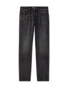 Straight Fit Cotton Blend Knitted Jeans - Black