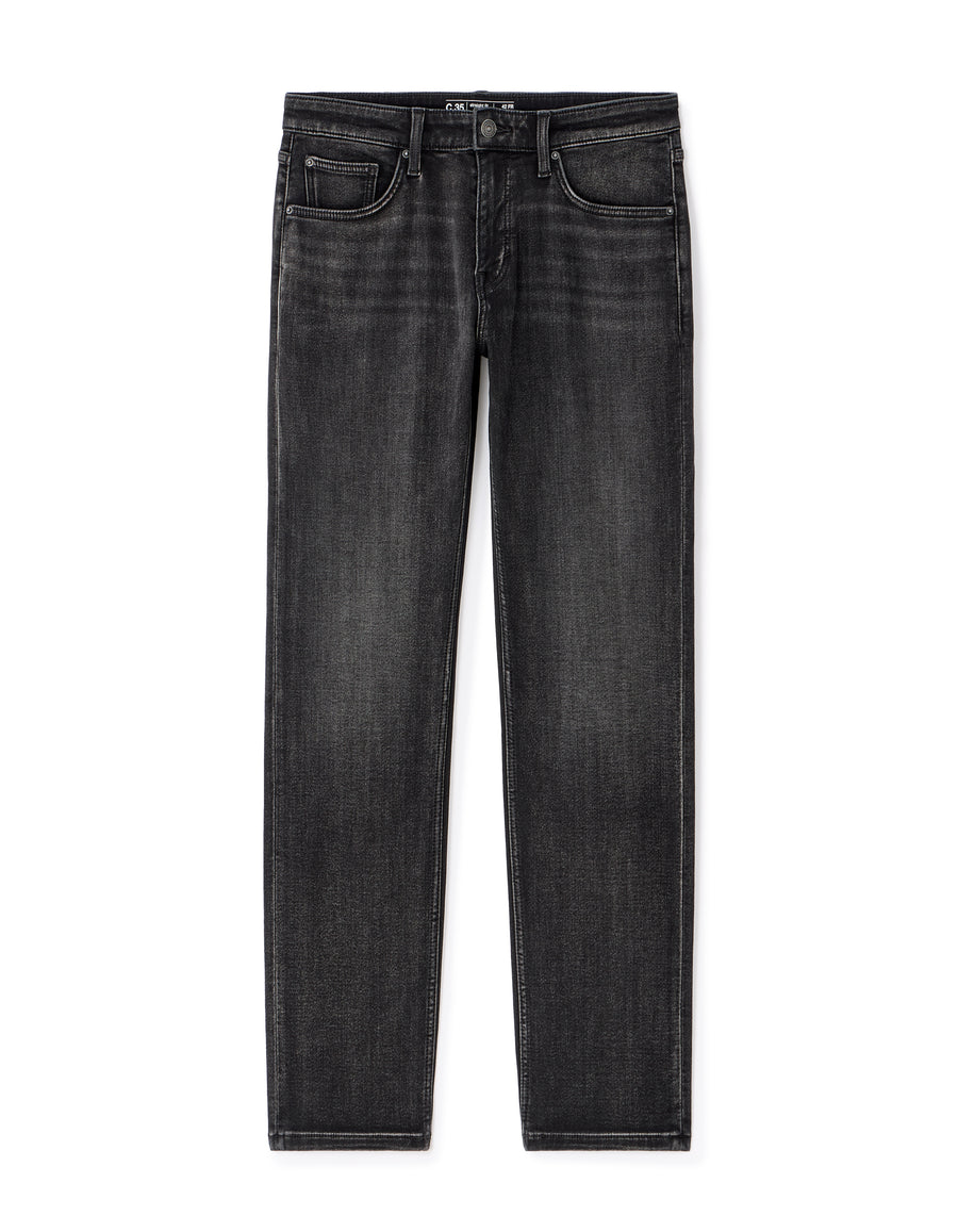 Straight Fit Cotton Blend Knitted Jeans - Black